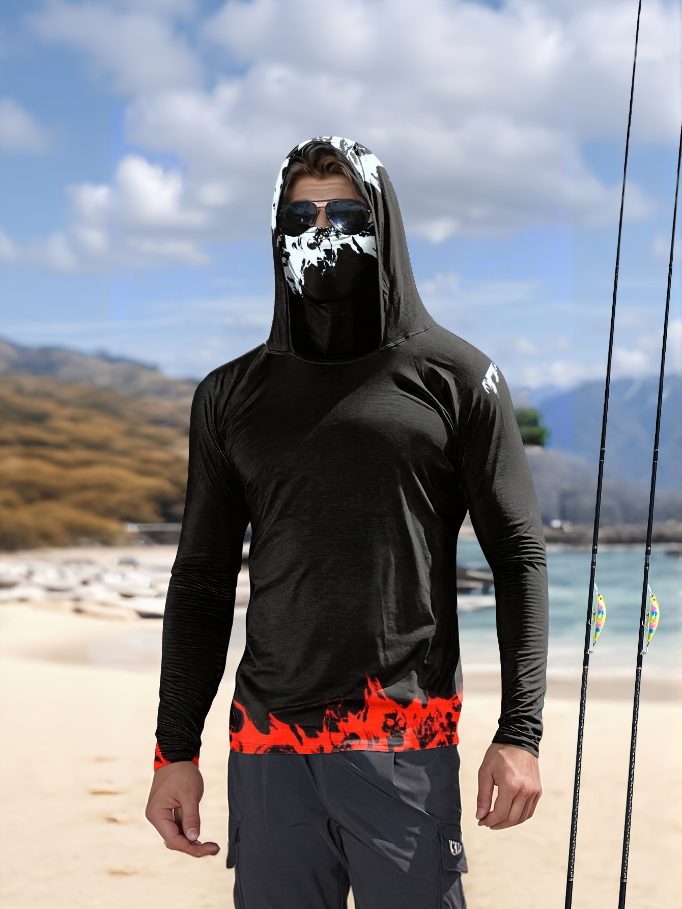 Fishing Hoodie - قميص صيد للرجال بأكمام طويلة، ملابس